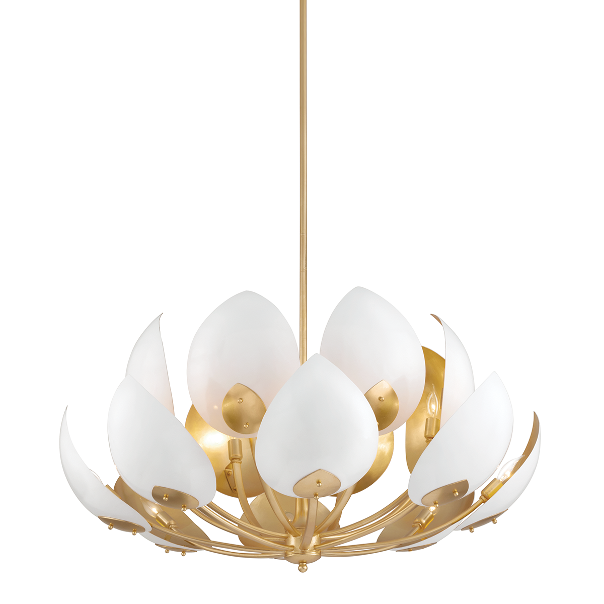 Lotus Chandelier 38.5" shown from a second angle to highlight the frame, arms, and shade detail.