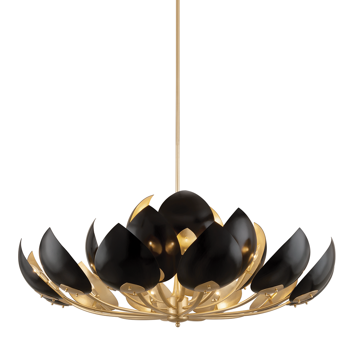 Lotus Chandelier 54" in black — a Hudson Valley chandelier for dining rooms, entries, and living rooms at Laurie Yapp Home.