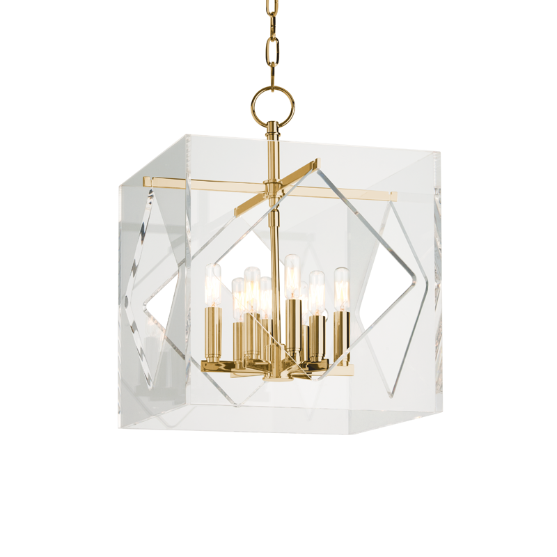 Travis Lantern 16" in aged brass — a Hudson Valley lantern for entries, foyers, and covered porches at Laurie Yapp Home.