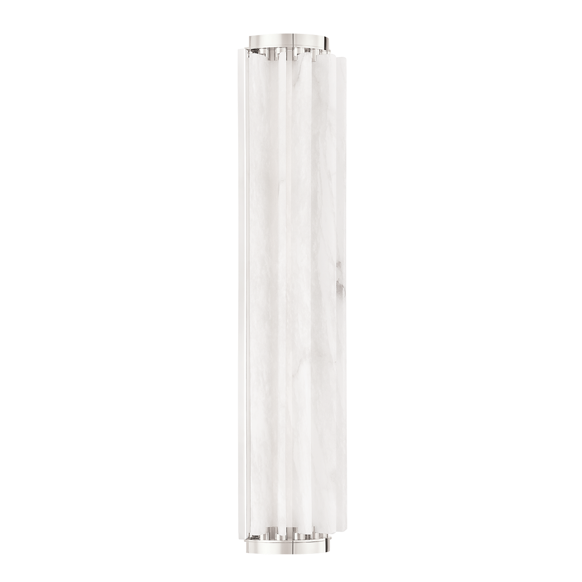 Hillside Wall Sconce 6" x 24.5" in polished nickel shown from a second angle to highlight the arm curve and shade silhouette.