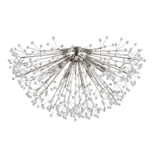 Dunkirk Semi Flush 30" in polished nickel shown from a second angle to highlight the shade profile and mounting canopy.