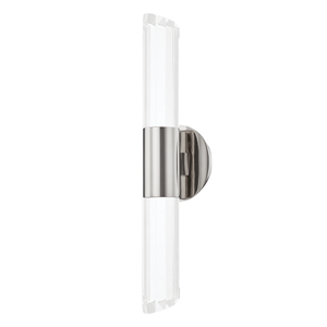 Rowe Wall Sconce 5.5" x 20.25" in polished nickel shown from the front to reveal the arm curve and shade silhouette.