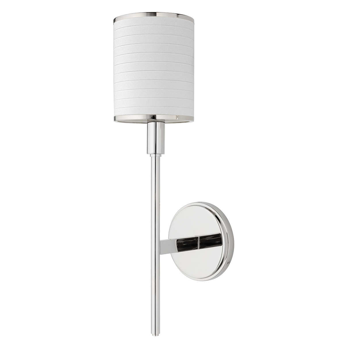 Aberdeen Wall Sconce in polished nickel shown from a second angle to highlight the arm curve and shade silhouette.