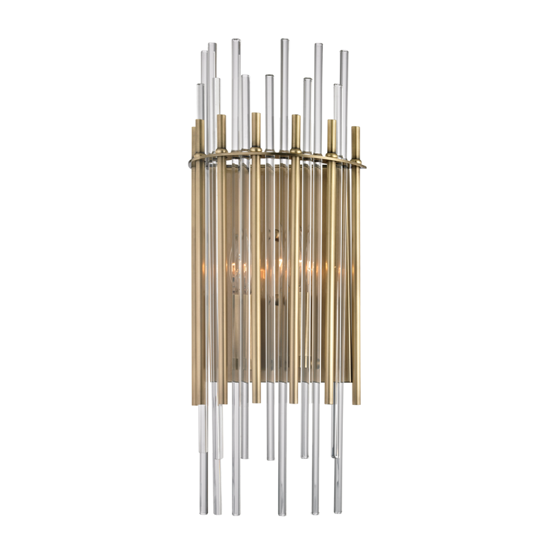 Wallis Wall Sconce in aged brass — a Hudson Valley wall sconce for bathrooms, hallways, and living rooms at Laurie Yapp Home.