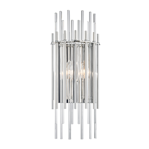 Wallis Wall Sconce in polished nickel shown from a second angle to highlight the arm curve and shade silhouette.