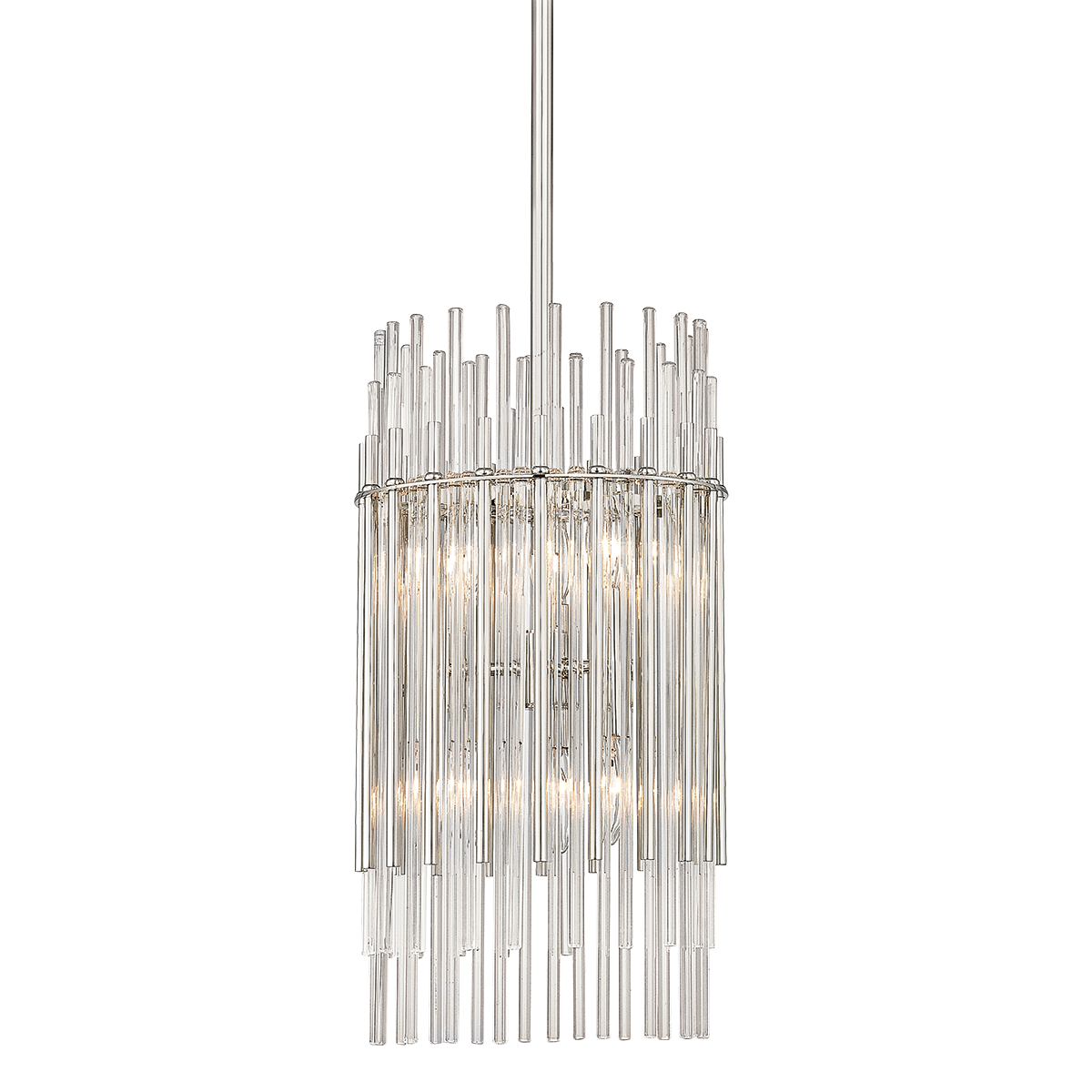 Wallis Pendant 10.5" in polished nickel shown from a second angle to highlight the shade shape and metal detail.