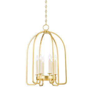 Oakville Lantern 18.25" in aged brass — a Hudson Valley lantern for entries, foyers, and covered porches at Laurie Yapp Home.