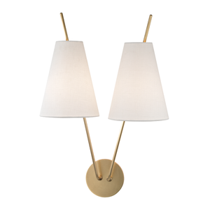 Campagna Wall Sconce in Aged Brass — a Hudson Valley wall sconce for bathrooms, hallways, and living rooms at Laurie Yapp Home.