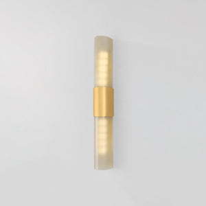 Somersville Wall Sconce 3.25" x 27.25" in aged brass shown from the front to reveal the arm curve and shade silhouette.