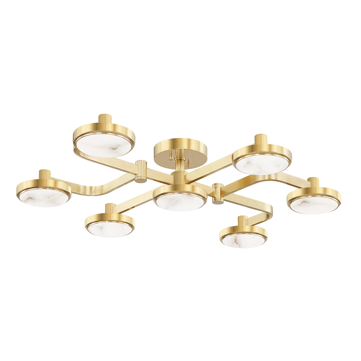 Meander Semi Flush 29" in aged brass — a Hudson Valley close-to-ceiling for hallways, bedrooms, and entryways at Laurie Yapp Home.