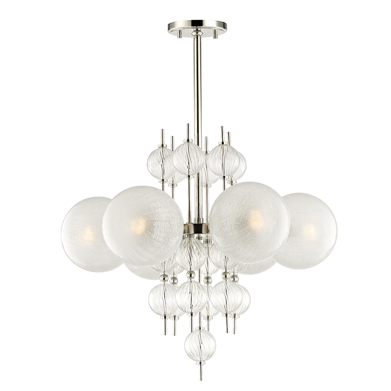 Calypso Chandelier 27.25" in aged brass — a Hudson Valley chandelier for dining rooms, entries, and living rooms at Laurie Yapp Home.