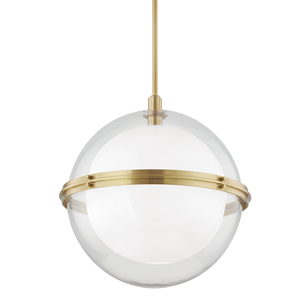 Northport Pendant 22" in aged brass — a Hudson Valley pendant for kitchens, entries, and dining rooms at Laurie Yapp Home.