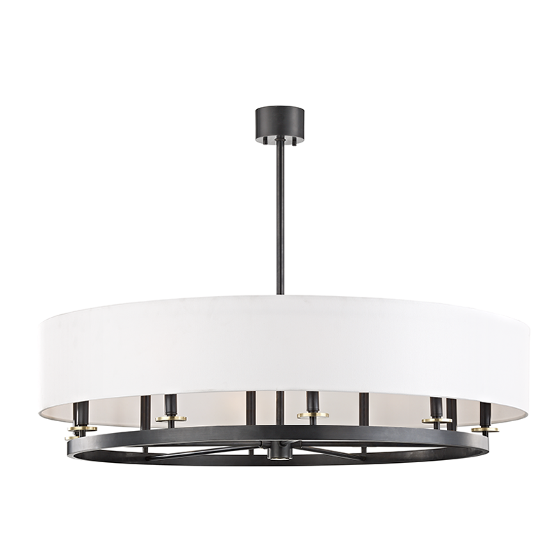 Durham Chandelier 42" shown from a second angle to highlight the frame, arms, and shade detail.