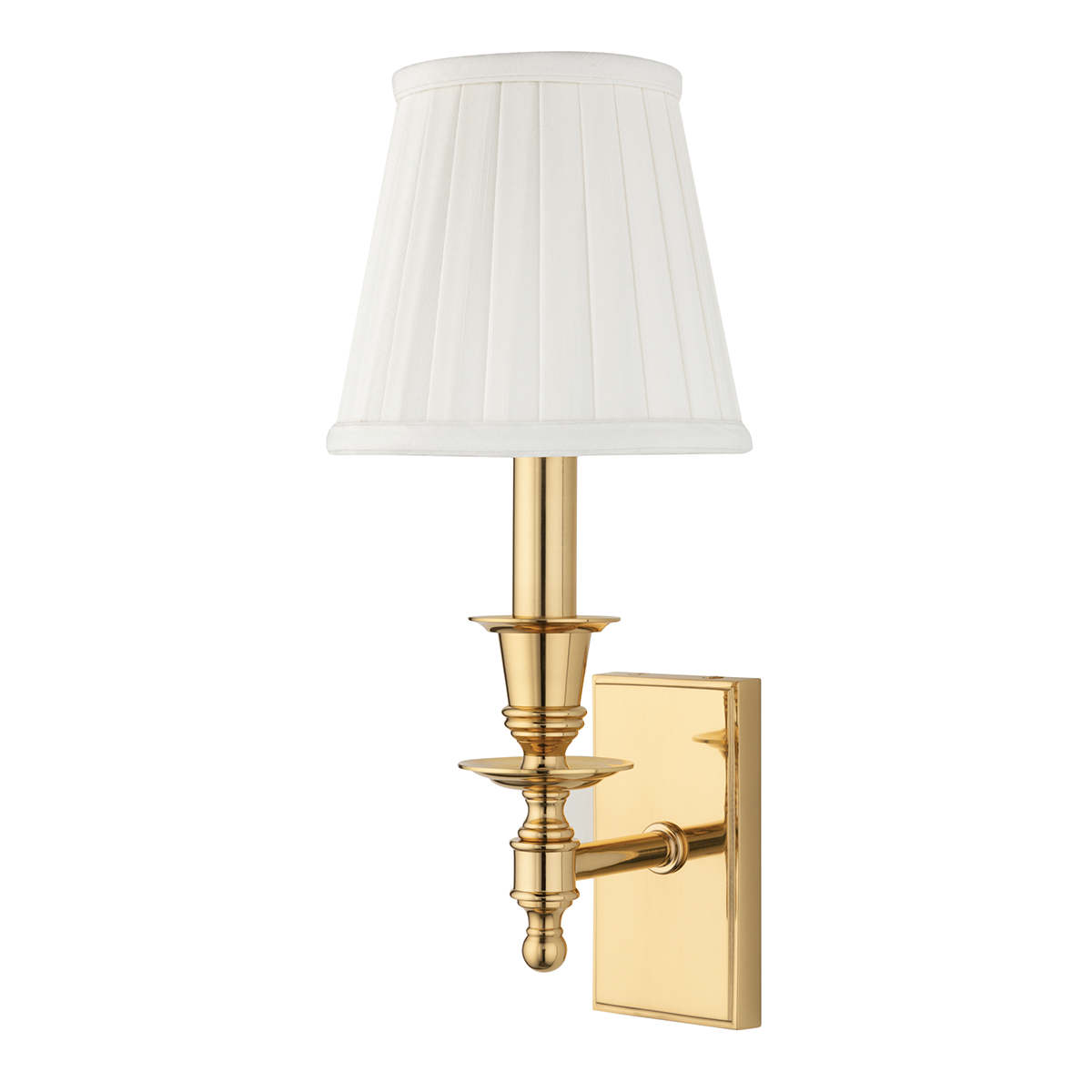 Ludlow Wall Sconce 5.5" in polished brass shown from a second angle to highlight the arm curve and shade silhouette.