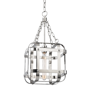 Colchester Pendant 11.75" in polished nickel shown from a second angle to highlight the shade shape and metal detail.