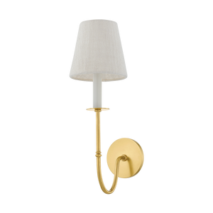 Amina Wall Sconce in aged brass — a Hudson Valley wall sconce for bathrooms, hallways, and living rooms at Laurie Yapp Home.