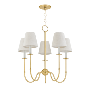 Amina Chandelier 26.5" in aged brass — a Hudson Valley chandelier for dining rooms, entries, and living rooms at Laurie Yapp Home.