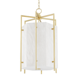 Flatbush Lantern in aged brass — a Hudson Valley lantern for entries, foyers, and covered porches at Laurie Yapp Home.