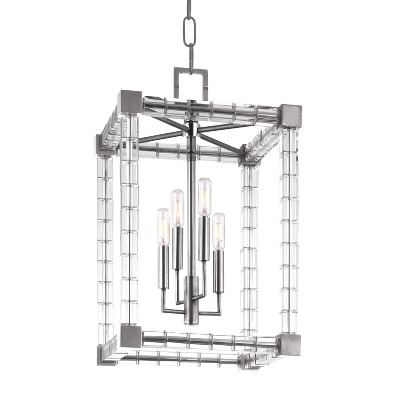 Alpine Lantern 13.5" in polished nickel — a Hudson Valley lantern for entries, foyers, and covered porches at Laurie Yapp Home.