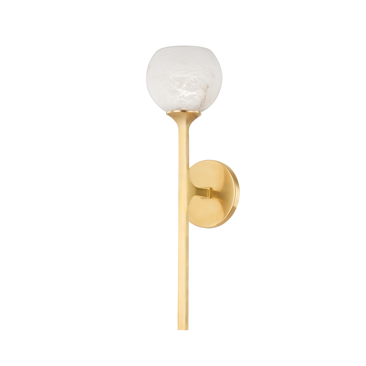 Melton Wall Sconce 1-Light 5" x 18.5" in aged brass — a Hudson Valley wall sconce for bathrooms, hallways, and living rooms at Laurie Yapp Home.