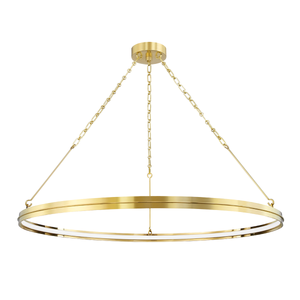 Rosendale Chandelier 42" in aged brass — a Hudson Valley chandelier for dining rooms, entries, and living rooms at Laurie Yapp Home.