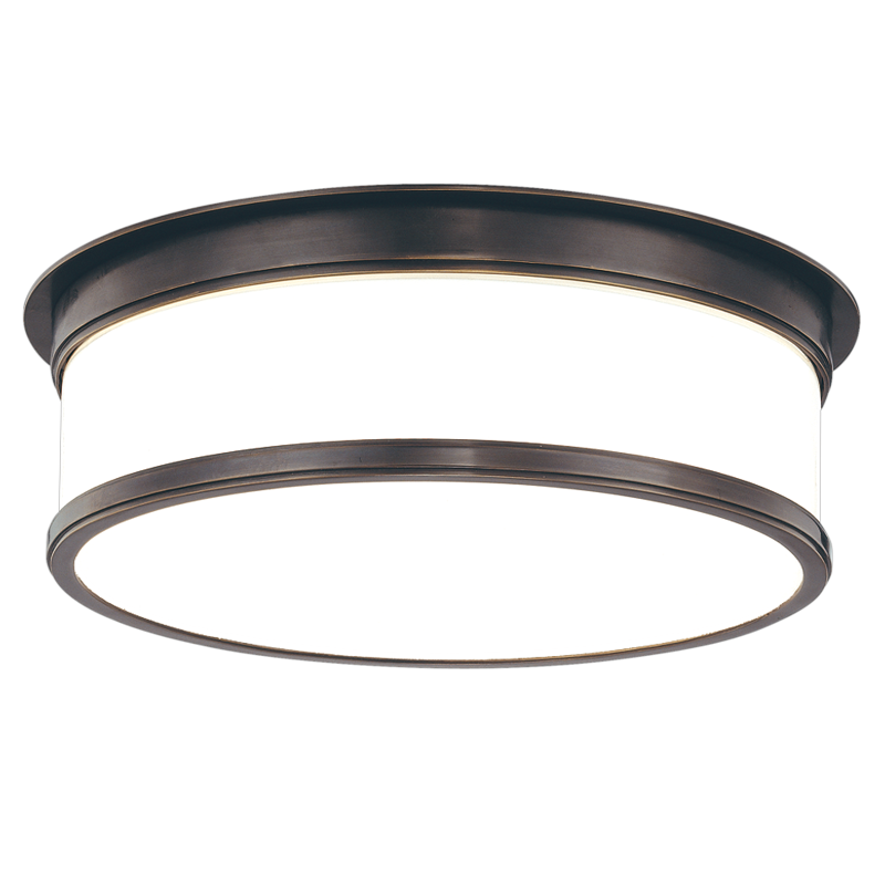 Geneva Flush Mount 15.25" in aged brass — a Hudson Valley flush mount for hallways, bedrooms, and entryways at Laurie Yapp Home.
