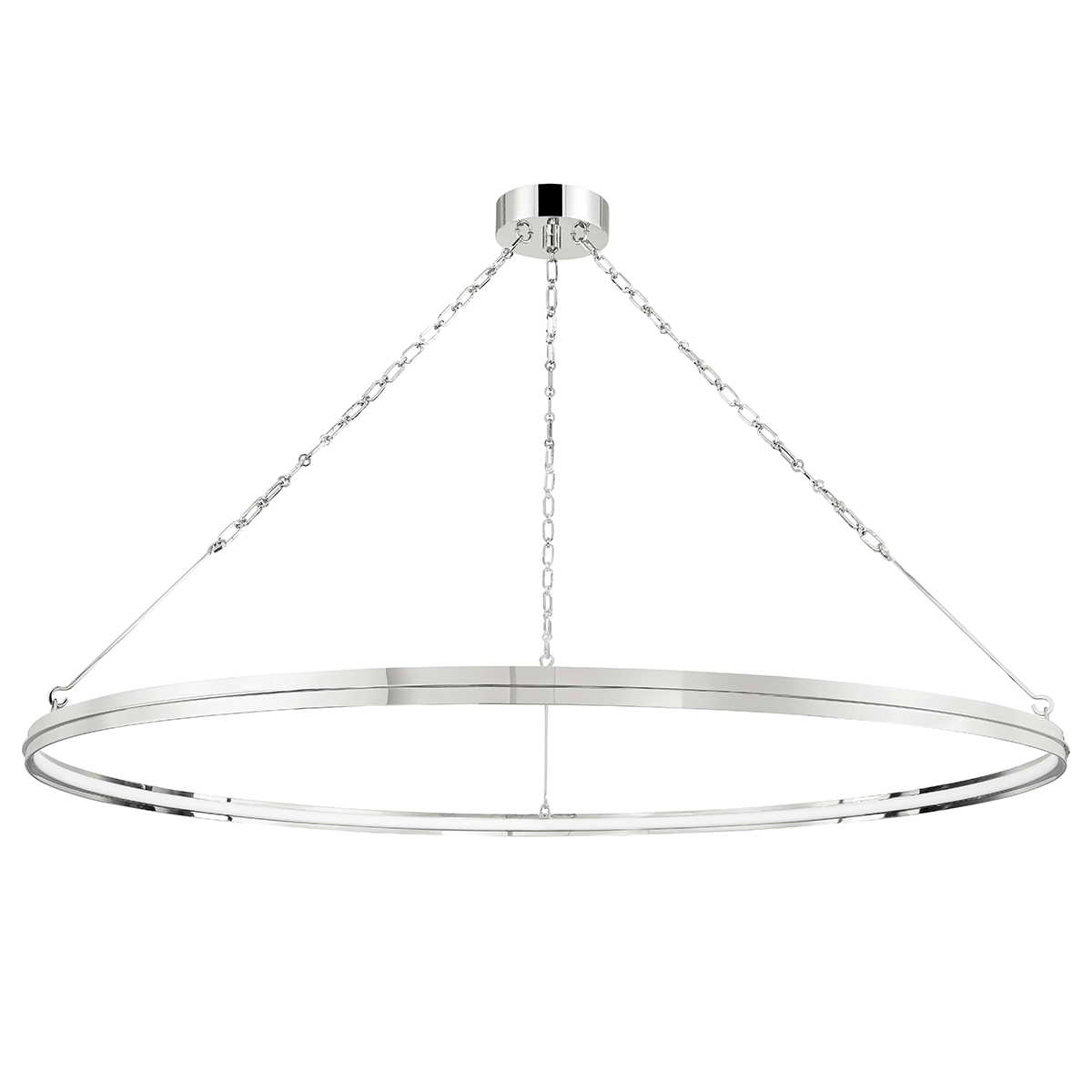 Rosendale Chandelier 56" in polished nickel shown from the front to reveal the frame, arms, and shade detail.