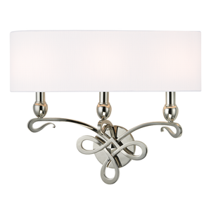 Pawling Wall Sconce 20" in polished nickel shown from a second angle to highlight the arm curve and shade silhouette.