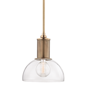 Halcyon Pendant in aged brass — a Hudson Valley pendant for kitchens, entries, and dining rooms at Laurie Yapp Home.