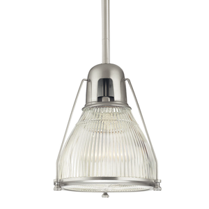 Close-up of the Haverhill Pendant 12" in satin nickel showing the shade shape and metal detail.