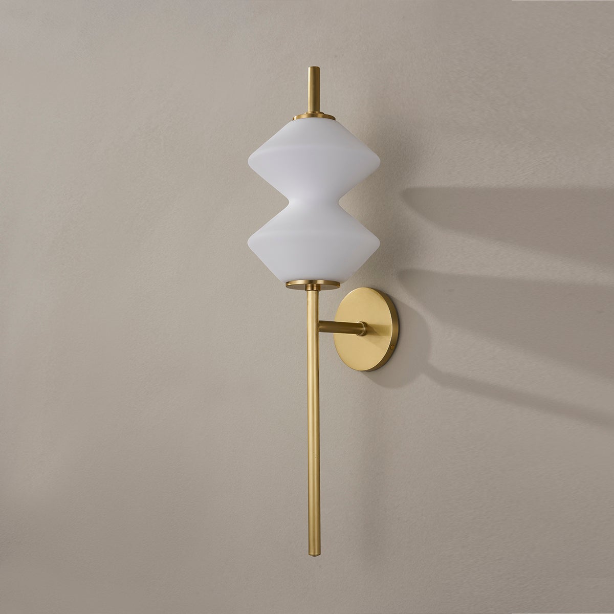 Barrow Wall Sconce in aged brass — a Hudson Valley wall sconce for bathrooms, hallways, and living rooms at Laurie Yapp Home.