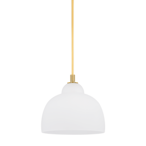 Oberon Pendant 18" in aged brass — a Hudson Valley pendant for kitchens, entries, and dining rooms at Laurie Yapp Home.