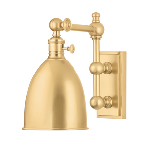 Roslyn Wall Sconce in aged brass — a Hudson Valley wall sconce for bathrooms, hallways, and living rooms at Laurie Yapp Home.