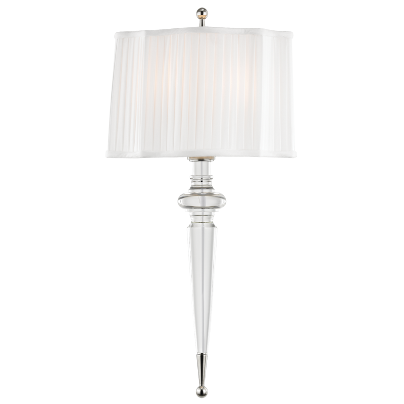 Tipton Wall Sconce 12" x 24" in polished nickel shown from a second angle to highlight the arm curve and shade silhouette.