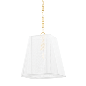 Verona Beach Pendant 13.75" in aged brass — a Hudson Valley pendant for kitchens, entries, and dining rooms at Laurie Yapp Home.