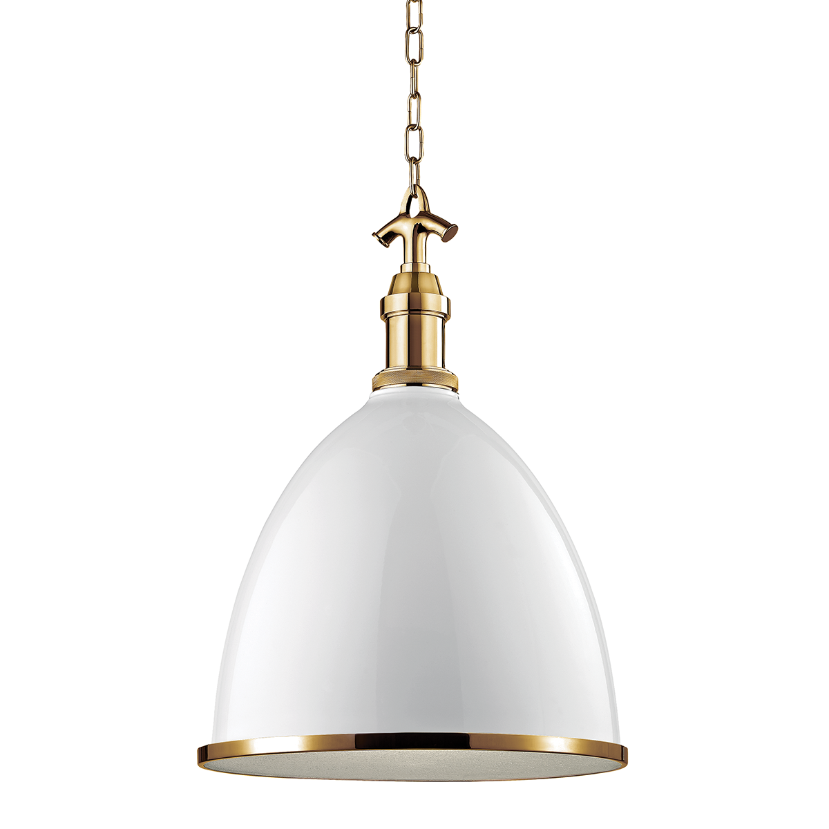 Viceroy Pendant 16.75" in aged brass shown from a second angle to highlight the shade shape and metal detail.