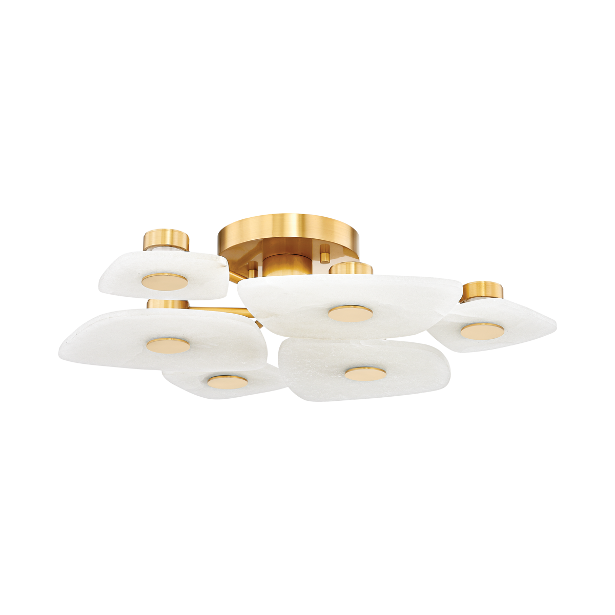 Holmdel Semi Flush 27.75" in aged brass — a Hudson Valley close-to-ceiling for hallways, bedrooms, and entryways at Laurie Yapp Home.