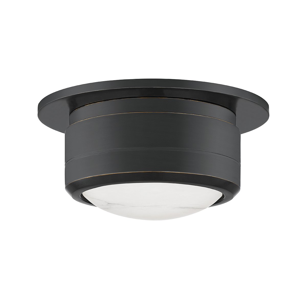 Greenport Flush Mount 7" in bronze shown from a second angle to highlight the shade profile and mounting canopy.