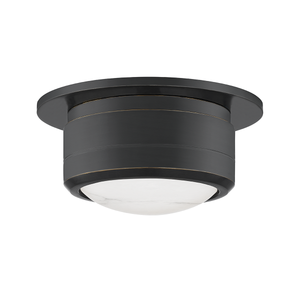 Greenport Flush Mount 7" in bronze shown from a second angle to highlight the shade profile and mounting canopy.