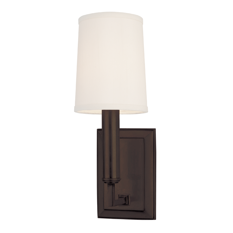Clinton Wall Sconce 4" in bronze shown from a second angle to highlight the arm curve and shade silhouette.