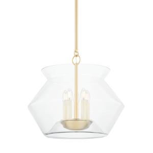 Edmonton Lantern 20.75" in aged brass — a Hudson Valley lantern for entries, foyers, and covered porches at Laurie Yapp Home.