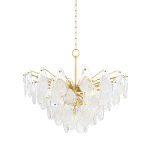 Darcia Chandelier 35.75" in aged brass — a Hudson Valley chandelier for dining rooms, entries, and living rooms at Laurie Yapp Home.