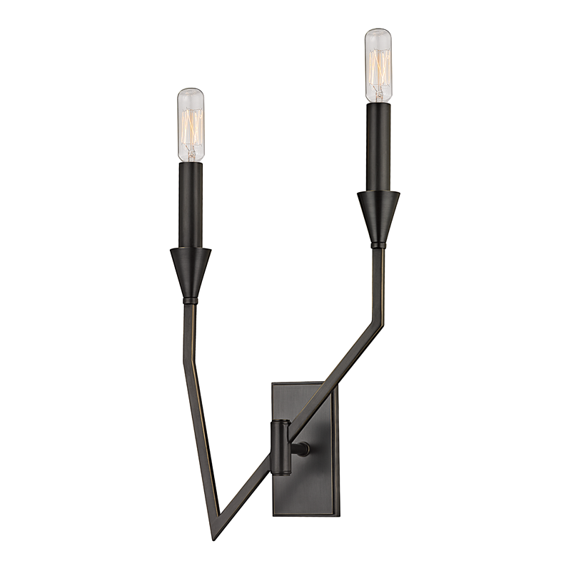 Archie Wall Sconce 8.75" x 18" in Aged Brass shown from a second angle to highlight the arm curve and shade silhouette.