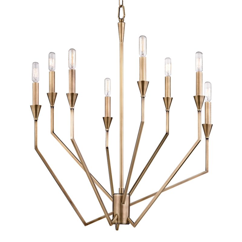 Archie Chandelier 25.25" in aged brass — a Hudson Valley chandelier for dining rooms, entries, and living rooms at Laurie Yapp Home.