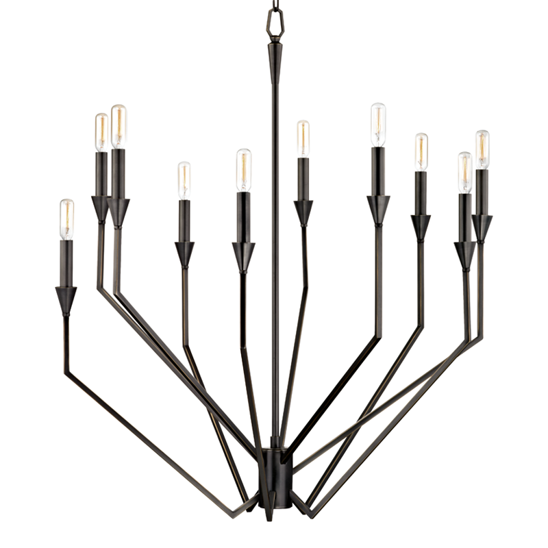 Archie Chandelier 30" in bronze shown from a second angle to highlight the frame, arms, and shade detail.