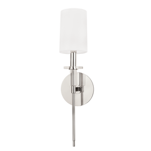 Amherst Wall Sconce 5" in polished nickel shown from a second angle to highlight the arm curve and shade silhouette.