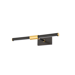 Melbourne Picture Light 16" in aged brass shown from a second angle to highlight the arm curve and shade proportion.
