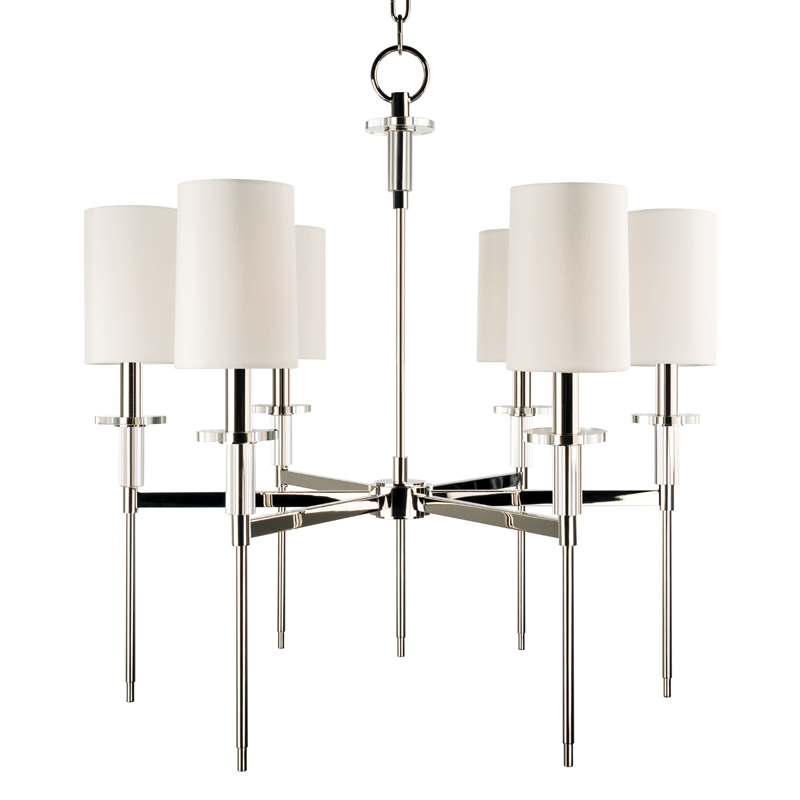 Amherst Chandelier 25" in polished nickel — a Hudson Valley chandelier for dining rooms, entries, and living rooms at Laurie Yapp Home.