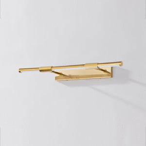 Close-up of the Melbourne Picture Light 23.75" in aged brass showing the arm curve and shade proportion.