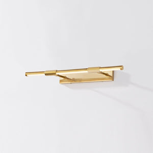 Close-up of the Melbourne Picture Light 23.75" in aged brass showing the arm curve and shade proportion.